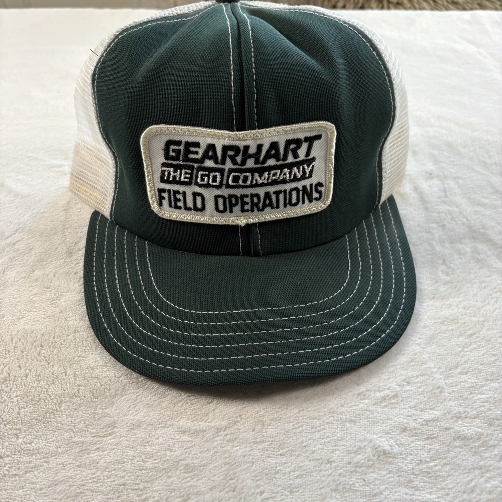 Vintage Gearhart The Go Company Trucker Hat Unitoy Made in USA Oilfield No Foam